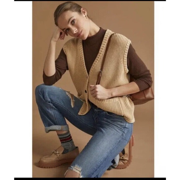 Anthropologie Demylee Layne Patch Pocket Sweater Vest - Picture 1 of 8